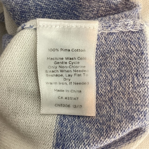 Talbots Petite Open Front Striped Duster Cardigan Blue White Size SP - Picture 7 of 7